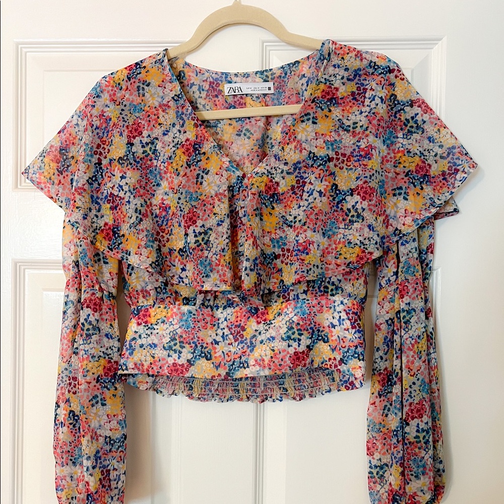 Zara floral long sleeve top